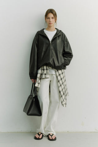 UNISEX ALTER-LEATHER WINDBREAKER BLACK