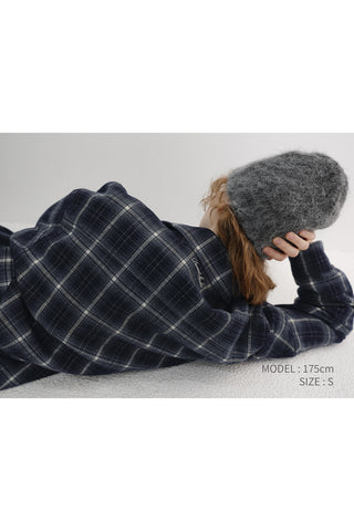 UNISEX QUILTED FLANNEL SHIRT NAVY CHECK