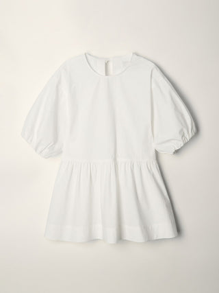 RIBBONED BACK SLIT BLOUSE WHITE