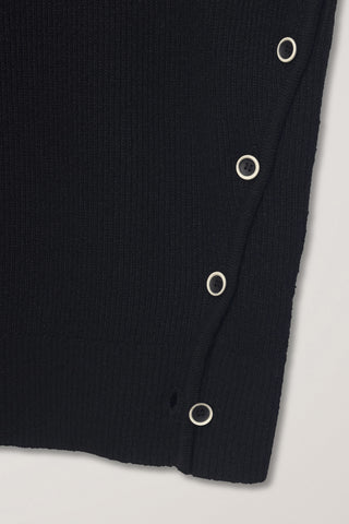 UNISEX BUTTONED CREWNECK SWEATER BLACK