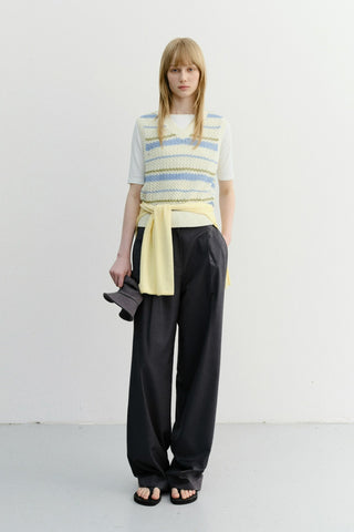 SUMMER DOUBLE PLEATED CHINO SLACKS CHARCOAL GREY