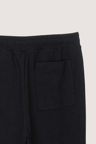 UNISEX LEATHER LOGO WIDE SWEAT PANTS BLACK