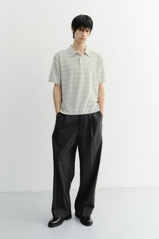 LOUNGE WOOL SLACKS GREY STRIPE