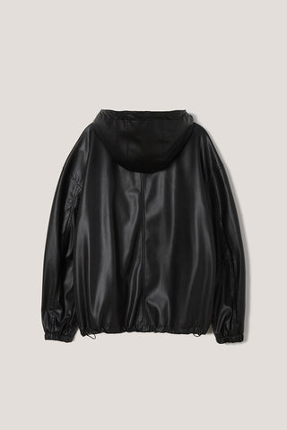 UNISEX ALTER-LEATHER WINDBREAKER BLACK