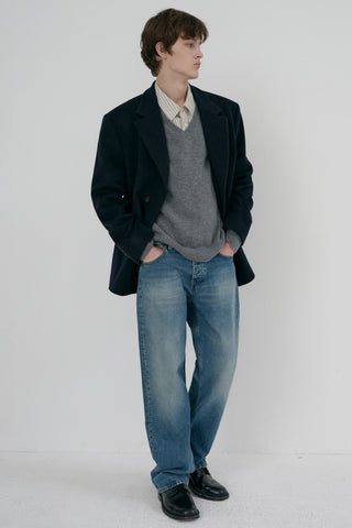 UNISEX LAYERED CASHMERE BLAZER NAVY
