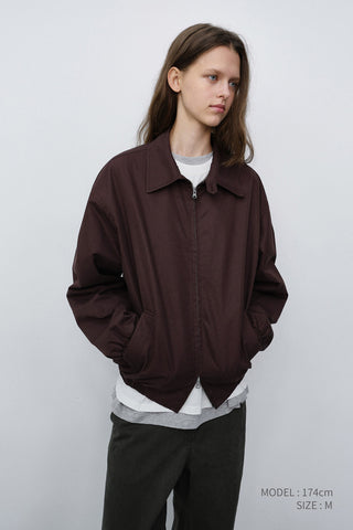 UNISEX COLLARED BLOUSON JACKET BROWN