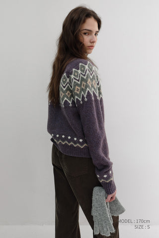 UNISEX CHUNKY PATTERN CARDIGAN PURPLE