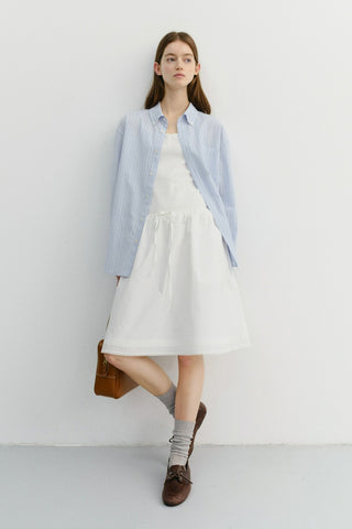 LACED MIDI FULL SKIRT WHITE