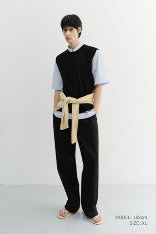 UNISEX SHEER LAYERING KNIT VEST BLACK