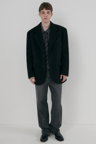 UNISEX ALPACA BLAZER COAT BLACK