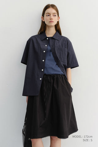 LACED MIDI FULL SKIRT BLACK