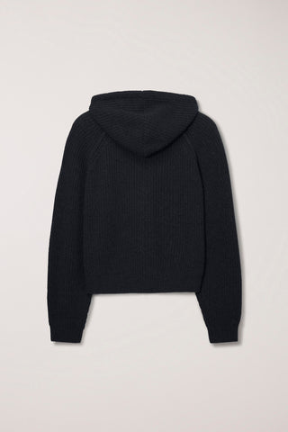 UNISEX HOODED KNIT CARDIGAN BLACK