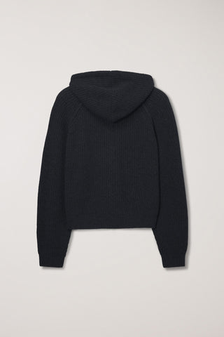 UNISEX HOODED KNIT CARDIGAN BLACK
