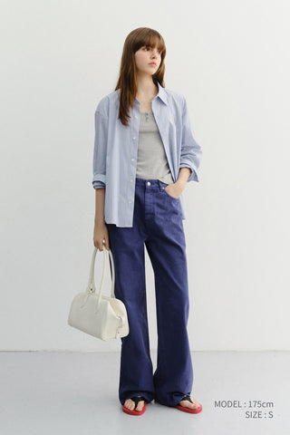UNISEX CROPPED STRIPED SHIRT BLUE STRIPE
