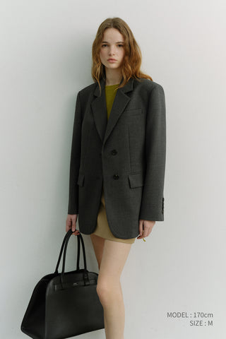 ESSENTIAL 2 BUTTON WOOL BLAZER MELANGE GREY