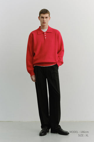 UNISEX CASHMERE COLLARED SWEATER RED