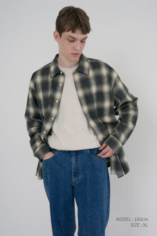UNISEX WINTER FLANNEL CHECKED SHIRT OLIVE GREEN