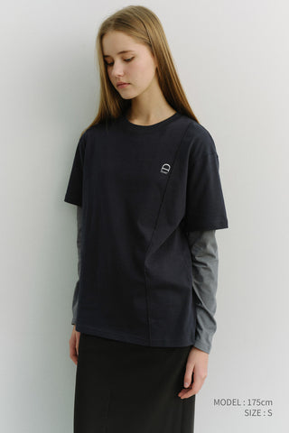UNISEX LOGO CREASE T-SHIRT FRENCH NAVY