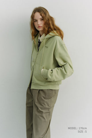 UNISEX CROPPED ZIP-UP HOODIE OLIVE