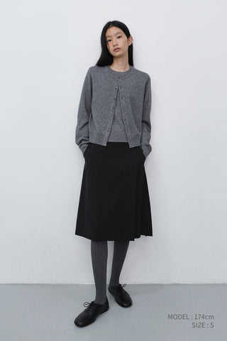 UNISEX CREWNECK KNIT CARDIGAN MELANGE GREY