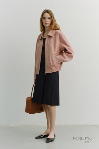 UNISEX ALTER-SUEDE COLLARED BLOUSON SOFT PINK