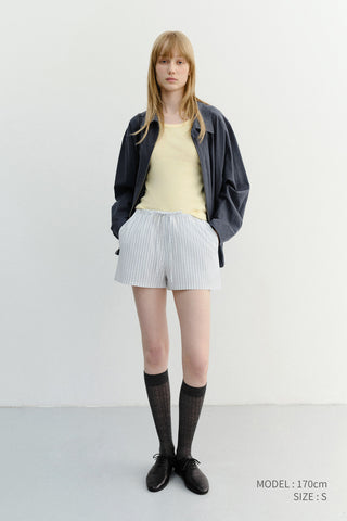 PAJAMA MINI SHORTS WHITE STRIPE