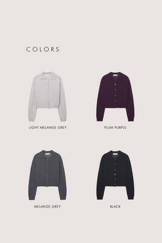 UNISEX COLLARED KNIT CARDIGAN PLUM PURPLE