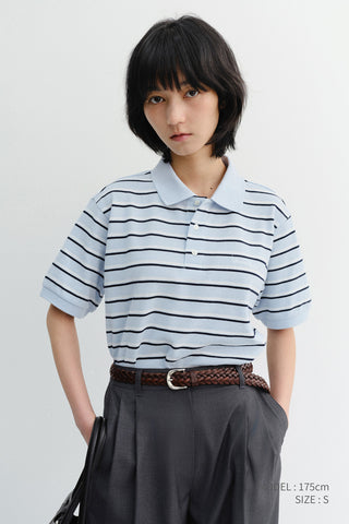 UNISEX STRIPED POLO SHIRT SOFT BLUE
