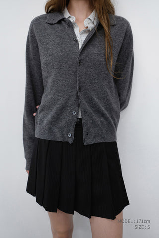 UNISEX COLLARED KNIT CARDIGAN MELANGE GREY