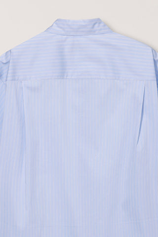 UNISEX OVERSIZED HALF SLEEVE STRIPED SHIRT SOFT BLUE STRIPE