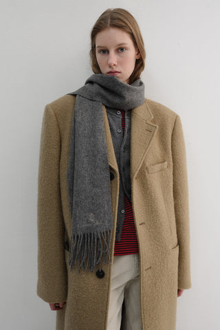 FRINGED CASHMERE MUFFLER MELANGE GREY