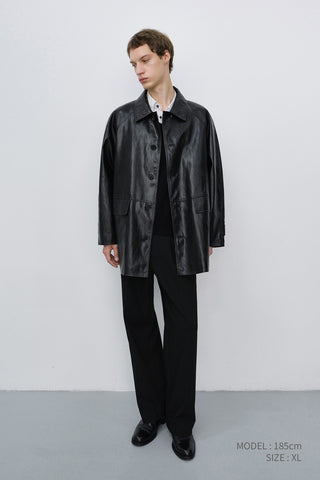 UNISEX LILY ALTER-LEATHER HALF JACKET BLACK