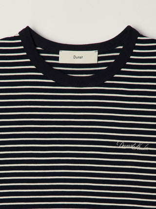 ESSENTIAL STRIPE LOGO T-SHIRT NAVY CREAM STRIPE