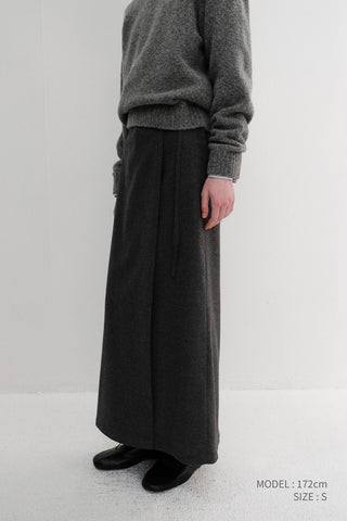 MAXI WRAP SKIRT CHARCOAL GREY