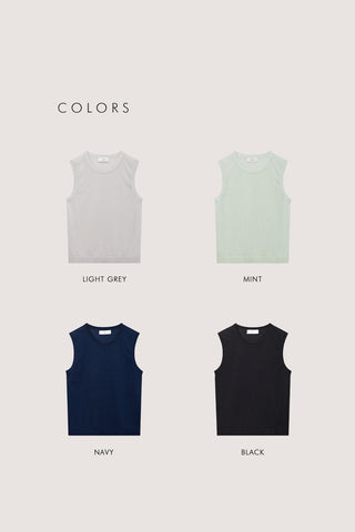 UNISEX SHEER LAYERING KNIT VEST LIGHT GREY