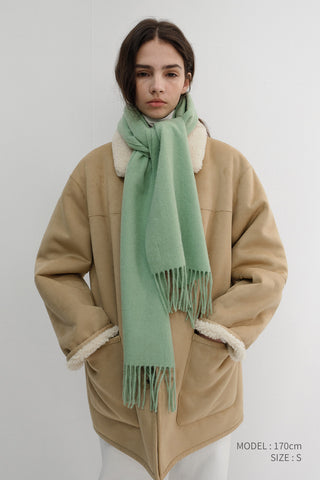 UNISEX REVERSIBLE SOFT SHEARLING HALF JACKET SOFT BEIGE