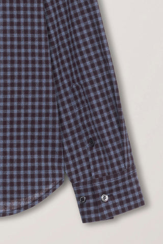 ESSENTIAL SLIM CHECKED SHIRT BROWN