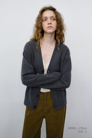 UNISEX V-NECK CARDIGAN MELANGE GREY