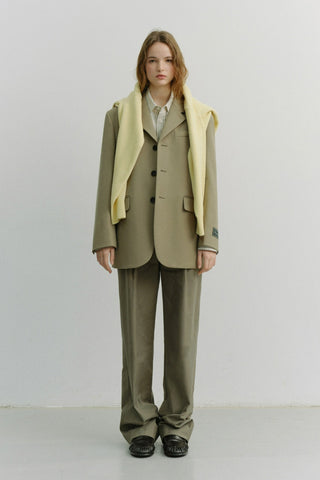 UNISEX 3 BUTTON WOOL BLAZER KHAKI BEIGE
