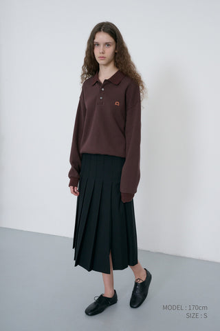 PLEATS LONG SKIRT BLACK