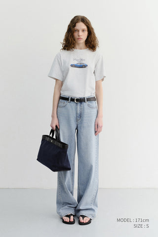 UNISEX SUMMER HOLIDAY CAR T-SHIRT LIGHT MELANGE GREY