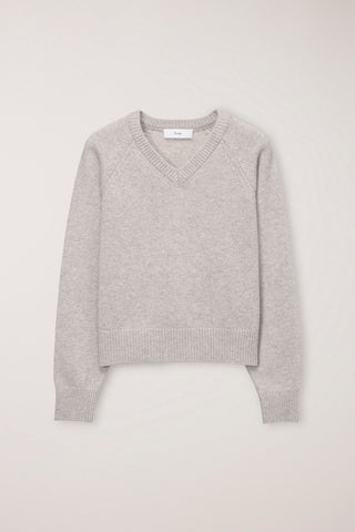 UNISEX SOFT VOLUME V-NECK SWEATER LIGHT PEBBLE
