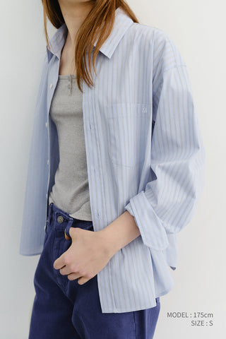 UNISEX CROPPED STRIPED SHIRT BLUE STRIPE