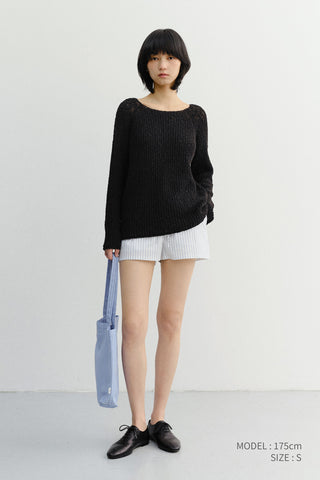 CROCHET CREWNECK KNIT BLACK