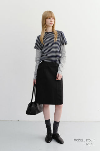 ESSENTIAL STRIPE LOGO T-SHIRT NAVY CREAM STRIPE