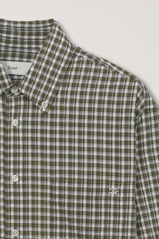 UNISEX OVERSIZED BD CHECKED SHIRT KHAKI GREEN CHECK
