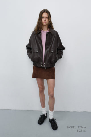 ALTER-SUEDE MINI SKIRT DEEP BROWN