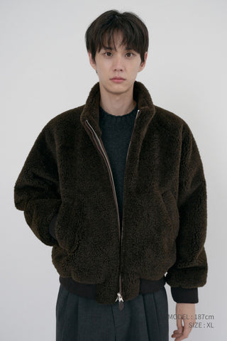 UNISEX BOA FLEECE BLOUSON DARK BROWN