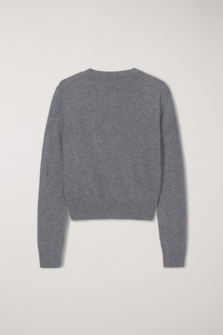 ESSENTIAL CREWNECK KNIT CARDIGAN MELANGE GREY