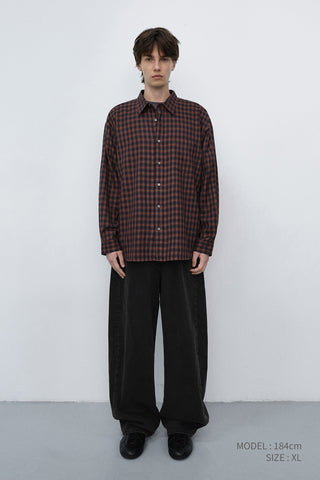 UNISEX CHECKED FLANNEL SHIRT BRICK
